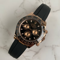 Rolex Daytona watch Everose gold 116515LN ceramic bezel oysterflex