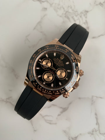 Rolex Daytona watch Everose gold 116515LN ceramic bezel oysterflex